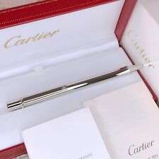 Authentic Cartier Ballpoint Pen must Platinum Mirror Finish with Case & Papers picture