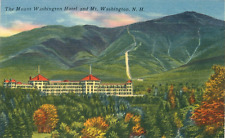 Mt. Washington Hotel and Mt. Washington, NH vintage linen postcard Tichnor picture