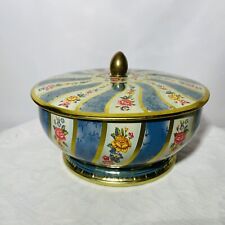 Vtg Round Flower Floral Decorative Biscuit Tea Lidded Candy Tin Made in Belgium picture