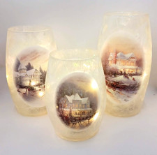 RARE Thomas Kinkade Christmas Tabletop Luminaries Making Spirits Frosty & Bright picture