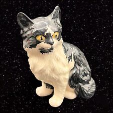 Vtg Hand Painted Ceramic Kitty Cat Kitten Starring Hobbyist Figurine 5”T 4”W picture