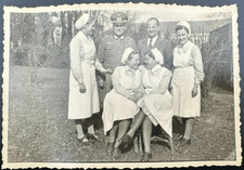 Vintage WWII German Soldier with Red Cross Nurses Original Photo WW2 picture