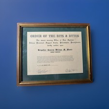 Order of the Bits & Bytes Honorary Certificate 1970 Brig Gen W.M. Mantz picture