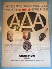 1953 Champion Spark Plugs Chuck Stevenson AAA Racing Original Magazine Print Ad picture