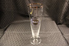 RARE Warsteiner 0.2 L Tall Beer Pilsner Glass Gold Trim Crown Stemmed 8”  picture