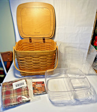 Longaberger 2001 Classic Hostess Weekender Basket with Both Protectors Liner NEW picture