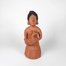 Aguilar Sisters Woman Bird Figurine Clay Oaxaca Mexican Folk Art 10.25 In Tall picture