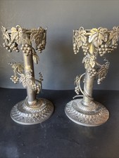 Vintage Studio Silversmiths Ornate Taper/Pillar Candle Holder Grapevine Gothic picture