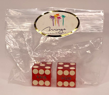 VTG Mirage Las Vegas Casino Dice Numbered Red Set Original Stapled Bag Logo Rare picture