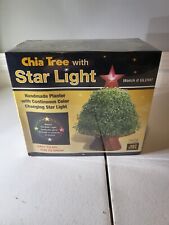 Vintage Chia Tree W/Star Light Handmade Pottery Planter Christmas Decoration picture