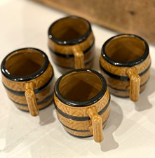 Vintage Mid Century Miniature Barrel Mugs, Set of 4, Barware 1960s Kitsch picture