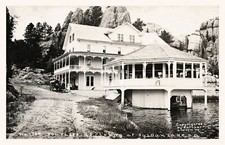 Tourists arriving at Sylvan Lake Custer SD South Dakota 1909 RPPC Postcard COPY picture