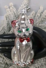 VTG Inge Glas *CAT* Ornament West Germany Blown Glass Hand Painted *KITTY* picture
