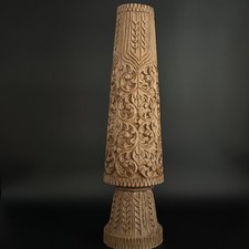 Vintage Large Ornate Decorative Hand Carved Wooden Vase_20 inches tall picture
