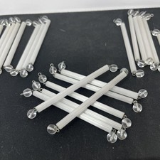 Vtg Frosted Glass Tube Chandelier Pendants Replacement Parts Lot Of 24 4.25” Box picture