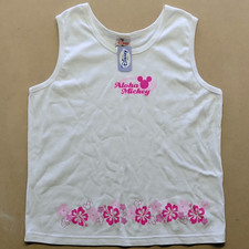 VTG 1990s The Disney Store Aloha Mickey Mouse Sleeveless Tank Top White/Pink XL picture
