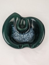 Mid Century Modern Ashtray Blue Green Glazed Made In USA Vintage Antique Cigar picture