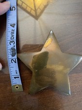 Vintage 1980's Domed STAR Solid Brass Paperweight- Felt Backing- 17.1 Oz. Nice picture
