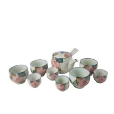 Japanese Kyusu Set Teapot Chawan Bowls Tea Cups Kasen Porcelain Made Arita Japan picture