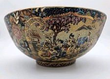Vintage Royal Satsuma Moriage Hand Painted Gold Gilded Bowl Geisha Floral Motif picture