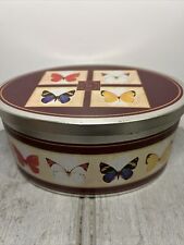 Butterfly Oval Shaped EMPTY Collectable Tin Container Display picture