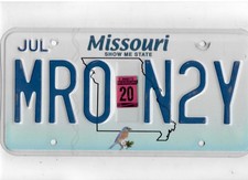MISSOURI passenger 2020 license plate 