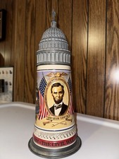 Budweiser 1992 Civil War Commemorative Lidded Stein Abraham Lincoln #05725 picture