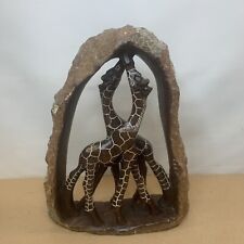 Kissing Giraffe Carved Serpentine Stone Giraffe Kissing Sculpture African? picture