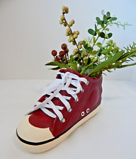 Red Painted Ceramic Tennis Shoe Sneaker Planter Vase 9
