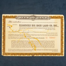 Vintage Klondike Big Inch Land Co. Deed of Land ca. 1954 -  USA picture