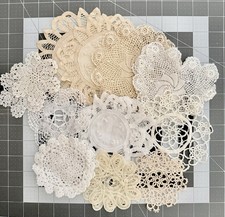 Lot 18 Vintage Crochet Lace Doilies Handmade Mixed Ivory/White Ephemera Crafts picture