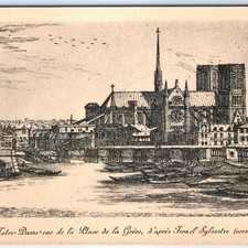 c1900s Paris France Postcard Notre Dame Cathedral Seine River Boats Bridge A372 picture