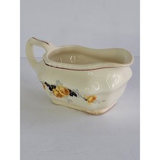 Vintage STEUBENVILLE Ivory Floral Creamer #185 Yellow Roses & Black Leaves picture