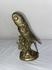 Vintage Solid Brass Budgie Parakeet Bird Sculpture 8” Tall picture