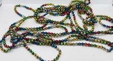 ATQ 1930’s Mercury Glass Garland 19 Feet Faceted Beads Japan Christmas Star Disc picture