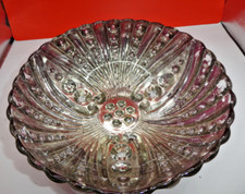 Goofus Glass Silver & Red Bowl Bubble Swirl Pattern, 8 1/2