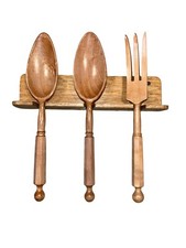 Made in Japan Vintage KBR Wood Utensils & Wood Shelf picture