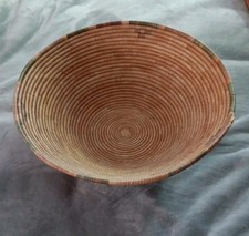 Vintage Hand Wooven Round Coiled Basket Bowl - 17