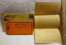 Ideal Creamery Dairy Springfield Illinois Vtg 1948 Letter/Envelope/Shipping Tag picture
