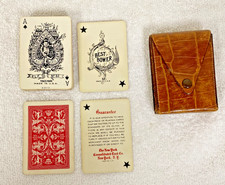 Vintage NY Consolidated Card Co Best Bower Travel Playing Card Deck Leather Case picture