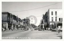 Richmond KY Downtown Street Scene w Shops RPPC Postcard COPY picture