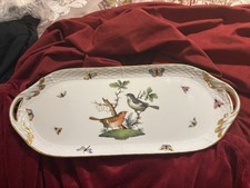 YOU HAVE BEEN WAITING FOR THIS: HEREND HP BIRDS & BUTTERFLIES 14”  SANDWICH TRAY picture