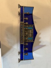 Vintage Stained Glass Hanukkah Menorah Cobalt Blue Lead Came Filigree picture