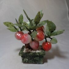 Chinese Jade and Slag Glass Bonsai Tree Marble Base ~ Longevity & Prosperity picture