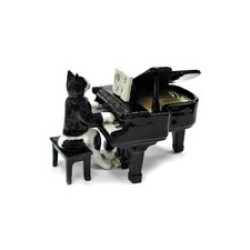 Northern Rose Musician Cat with Grand Piano- Miniature Porcelain Figurine picture