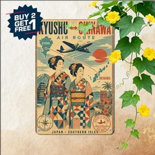 Kyushu Okinawa Geisha Girls Traditional Japan Culture Signs Metal Tin Sign picture