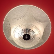 Vintage 1940s-1960s Art Deco Geometric Machine Age Glass Ceiling Light Fixture picture