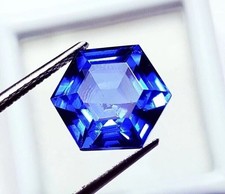 Blue Sapphire Hexagon Cut Flawless 9.95 Ct Certified Loose Gemstone picture