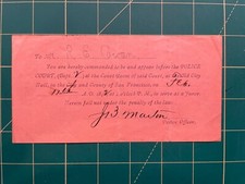 1892 Jury Summons, San Francisco picture
