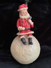 RARE Poliwoggs Santa on  Snowball Holding  Tree w/ 19 mini ornaments Dept 56 picture
